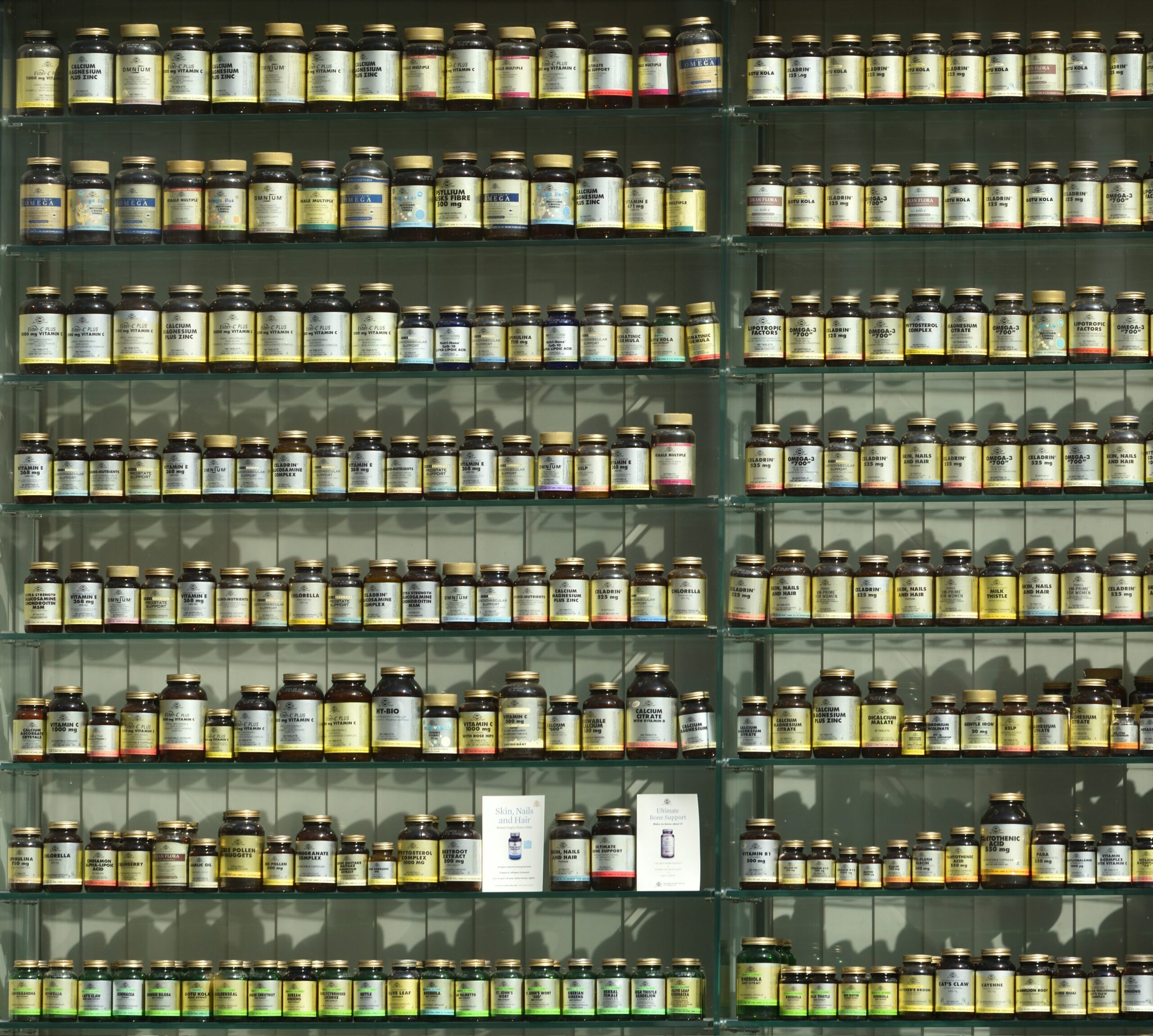 supplements on a shelf